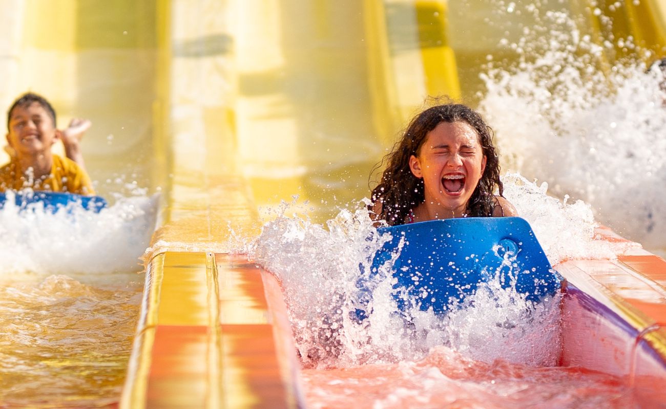 Kids playing in the water park
